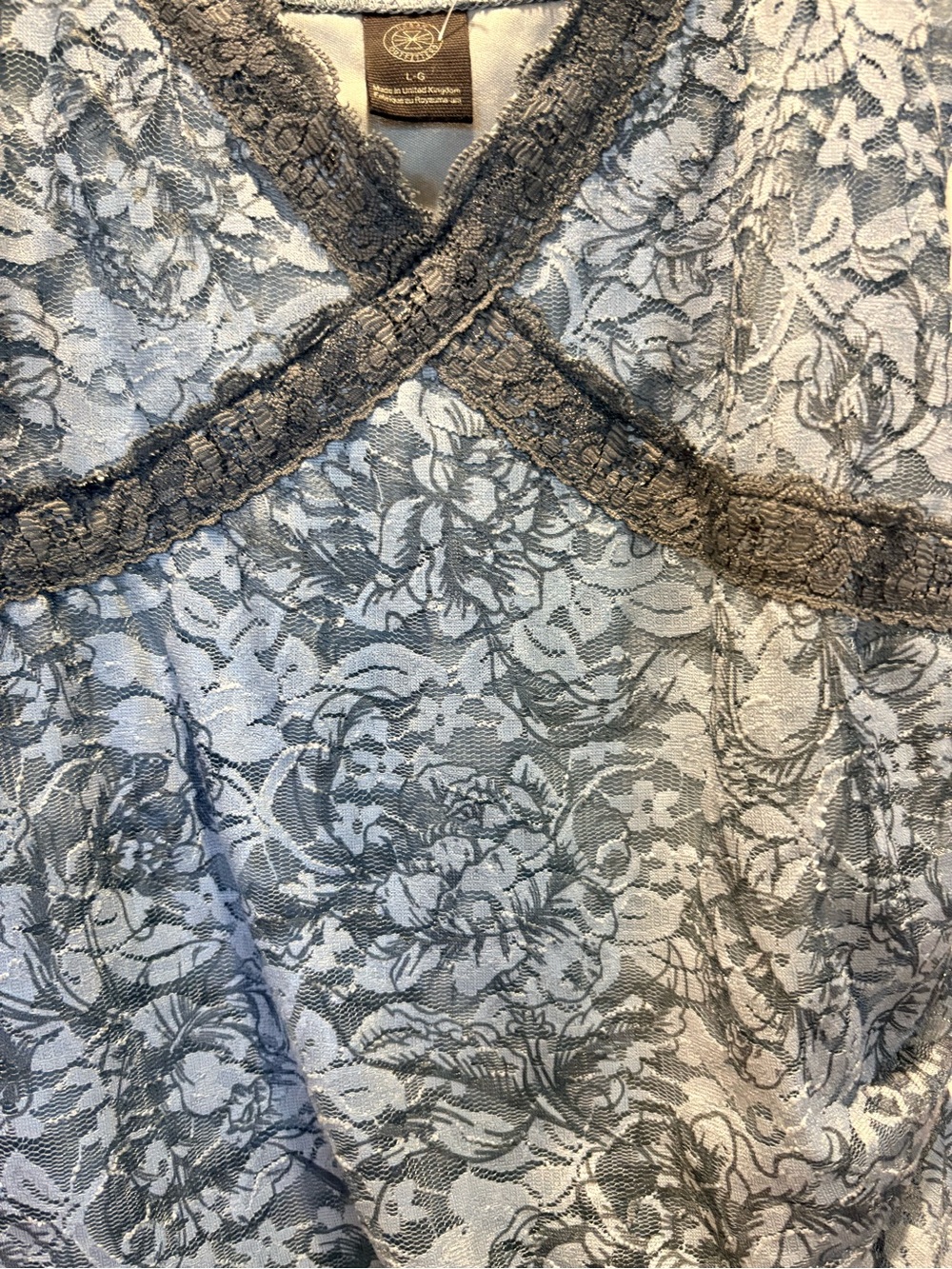 Urban Outfitters Slate Blue Floral Lace-Trim Asymmetric Slip romper - Picture 2 of 9